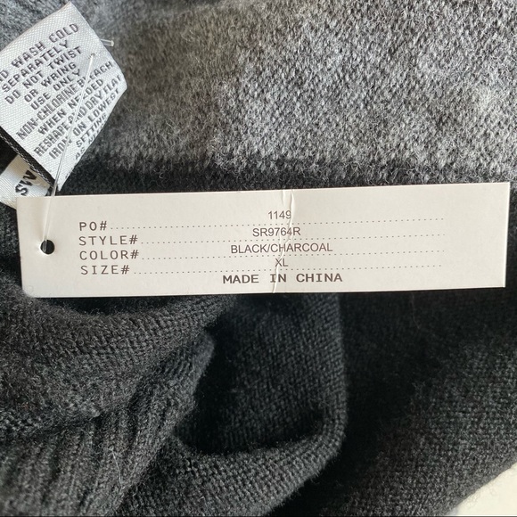 Color Block Sweater Black & Gray  V-neck, Modern Soft & Cozy by Sweet Romeo - Picture 8 of 10